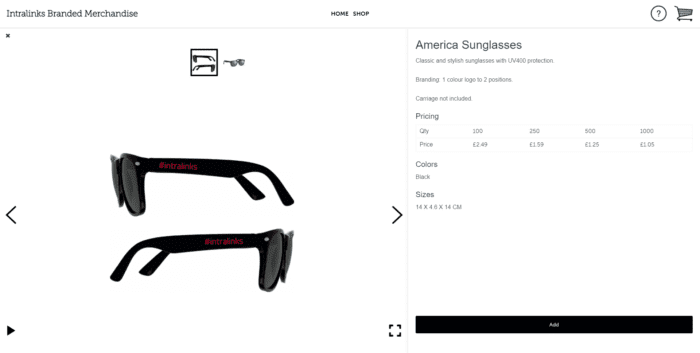 Intralinks Sunglasses Product Page