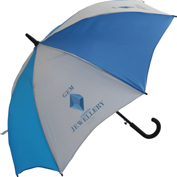 blue and white umbrella